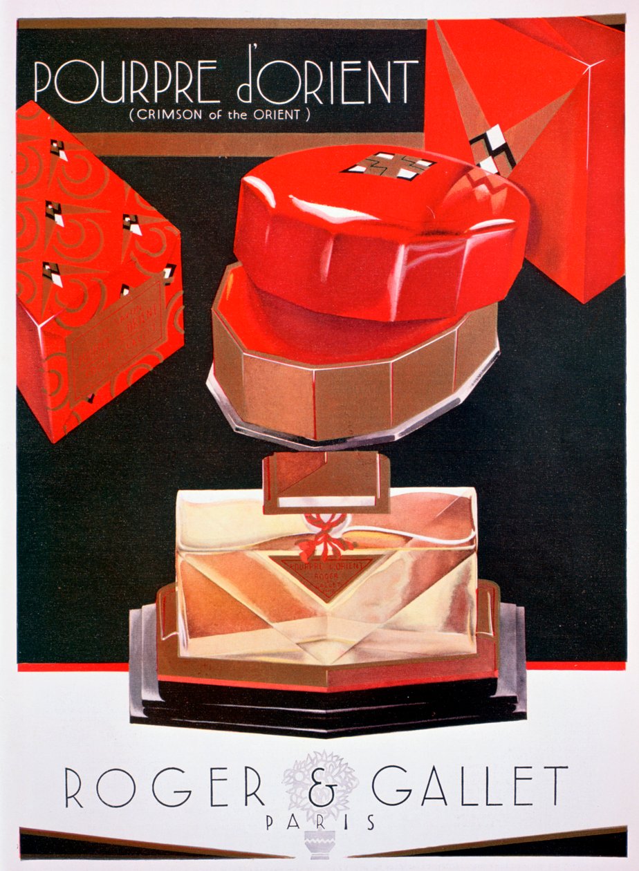 Reklama Pourpre dOrient Crimson of the Orient, perfumy Rogera i Galleta, 1930 autorstwa Unbekannt