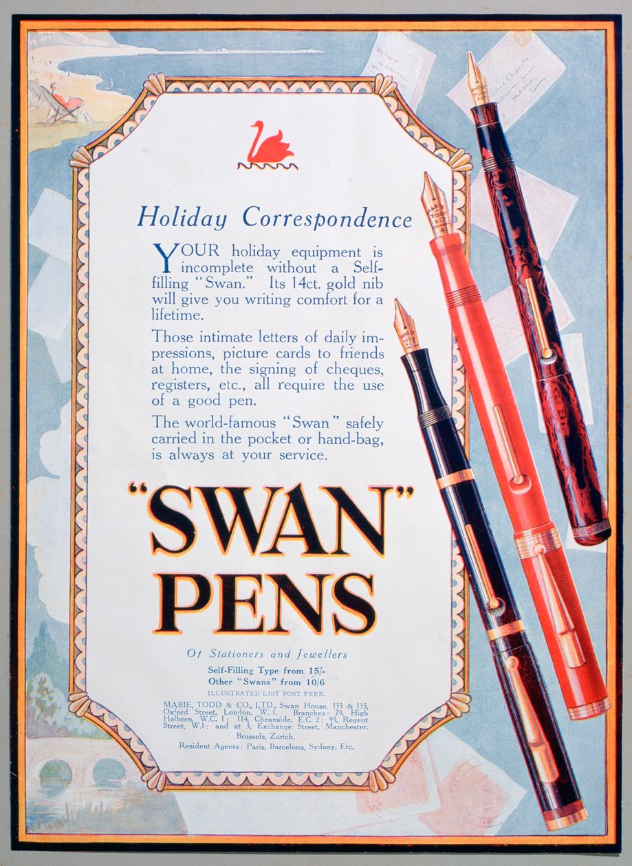 Ogłoszenie o długopisach Swan, 1906 autorstwa Unbekannt