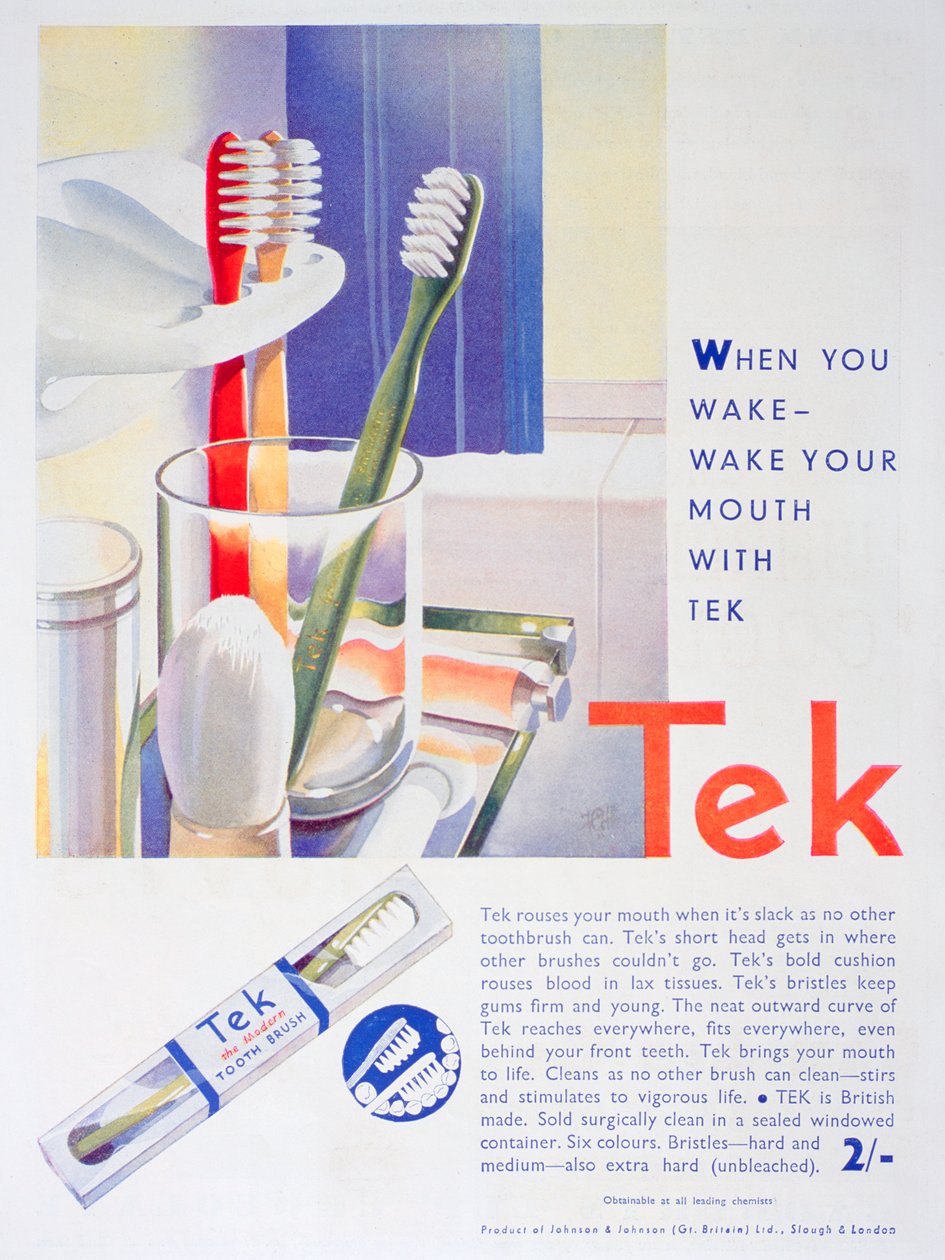 Reklama szczoteczek do zębów Tek, Johnson and Johnson, 1931 autorstwa Unbekannt