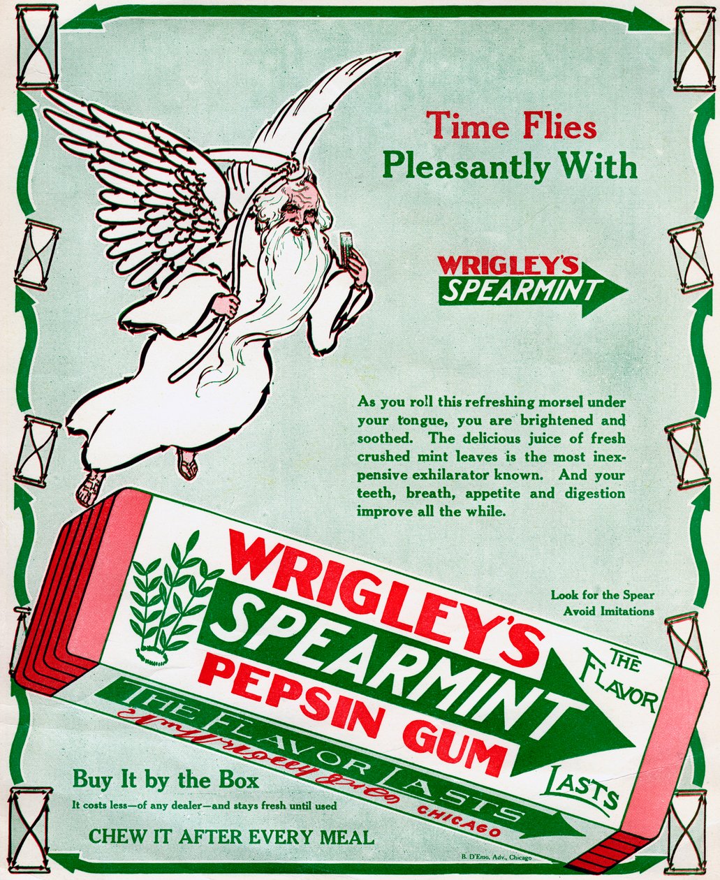 Reklama gumy pepsynowej Wrigleys Spearmint, 1913 autorstwa Unbekannt