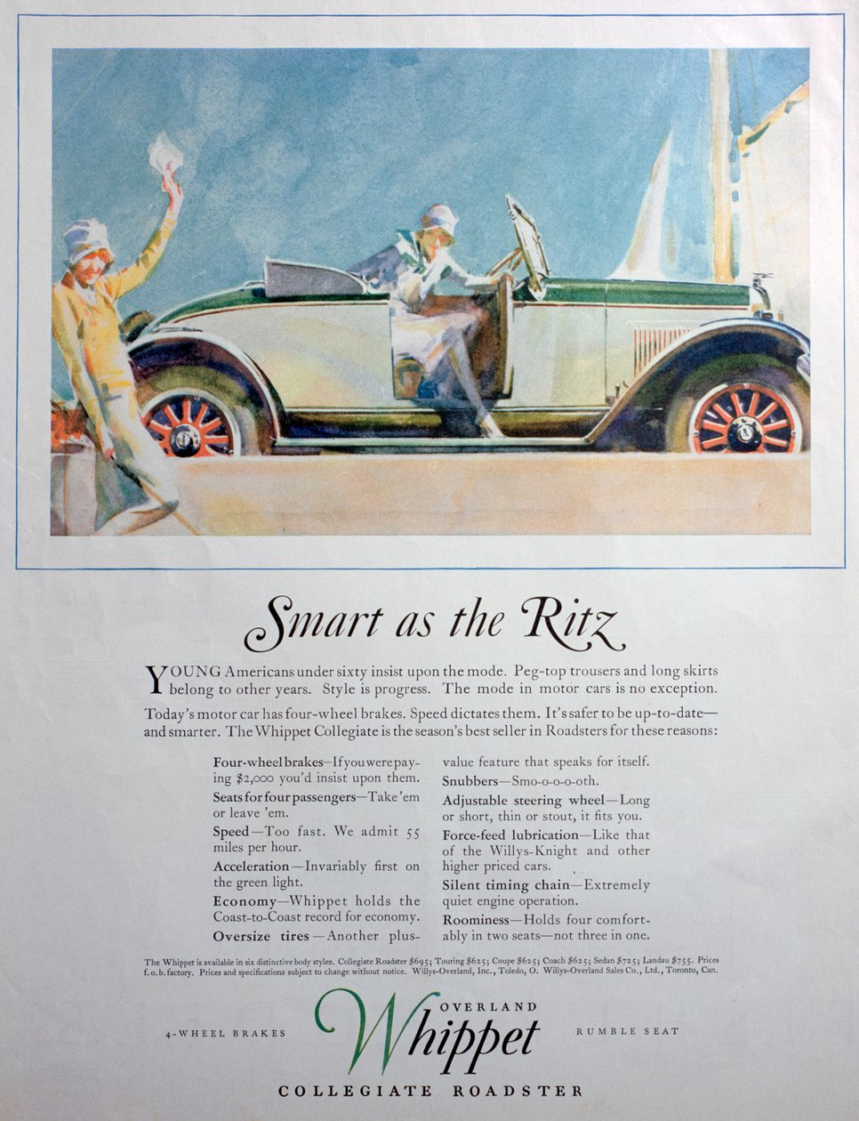 Reklama samochodu Overland Whippet Collegiate Roadster, 1927 autorstwa Unbekannt