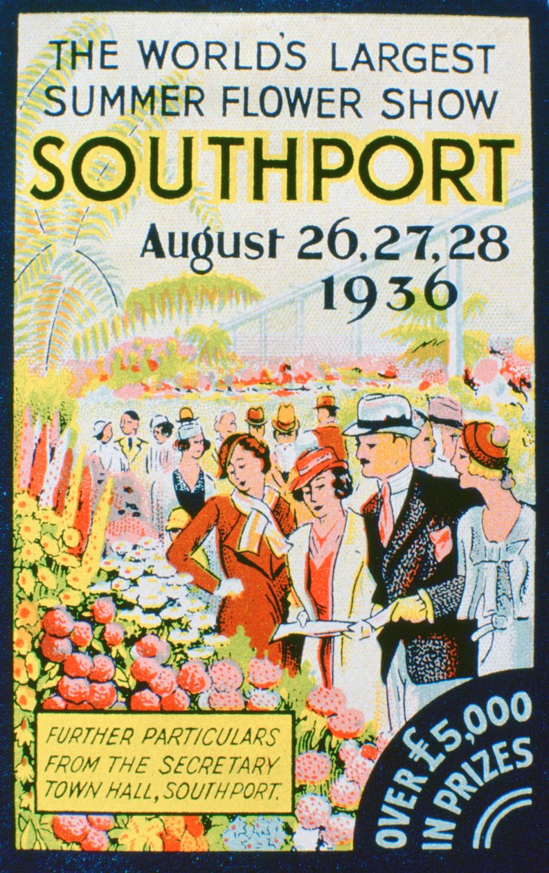 Ogłoszenie o Southport Flower Show, Lancashire, 1936 autorstwa Unbekannt