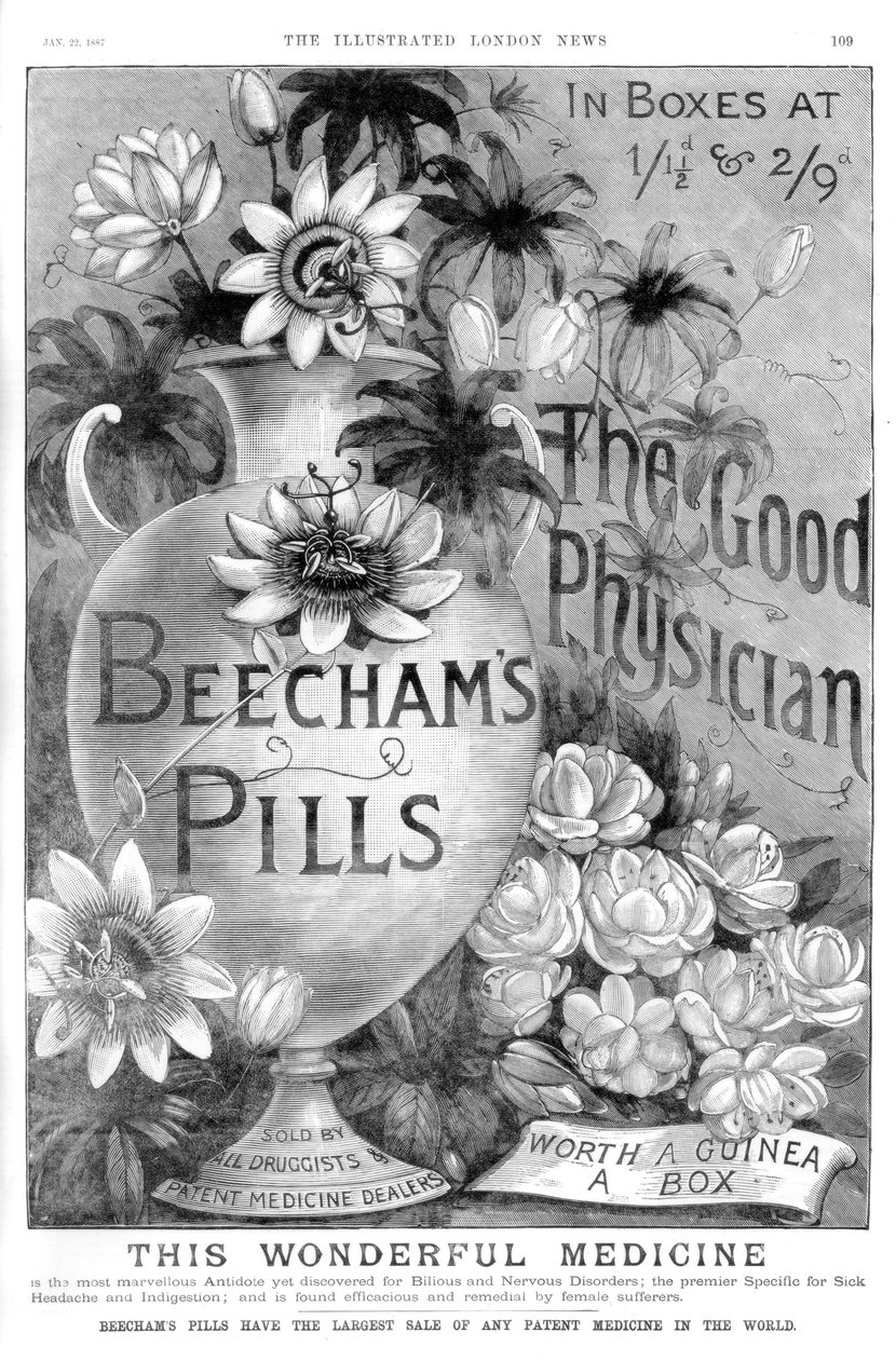 Reklama tabletek Beechams, 1887 r. autorstwa Unbekannt