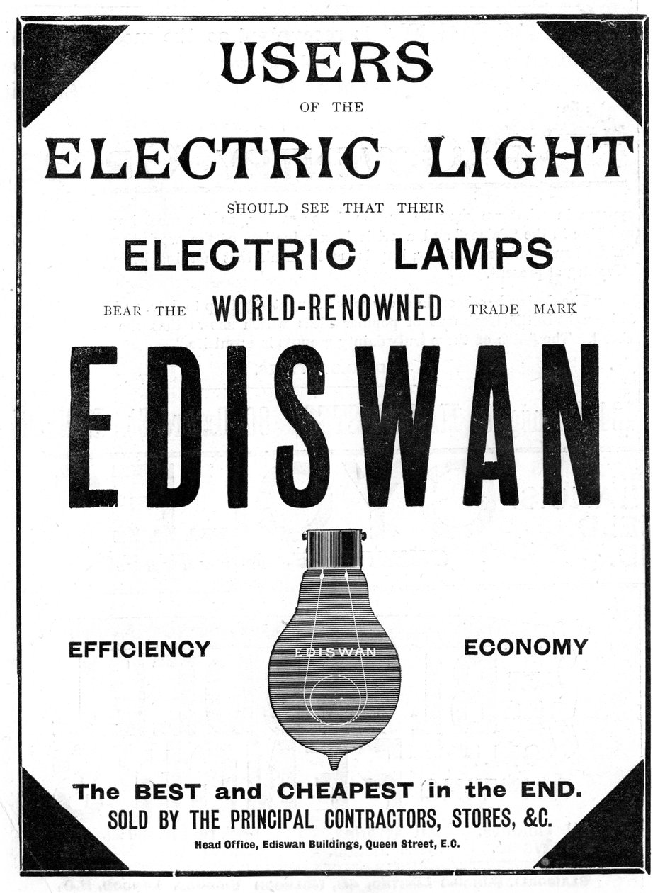 Reklama żarówek Ediswan, 1898 autorstwa Unbekannt