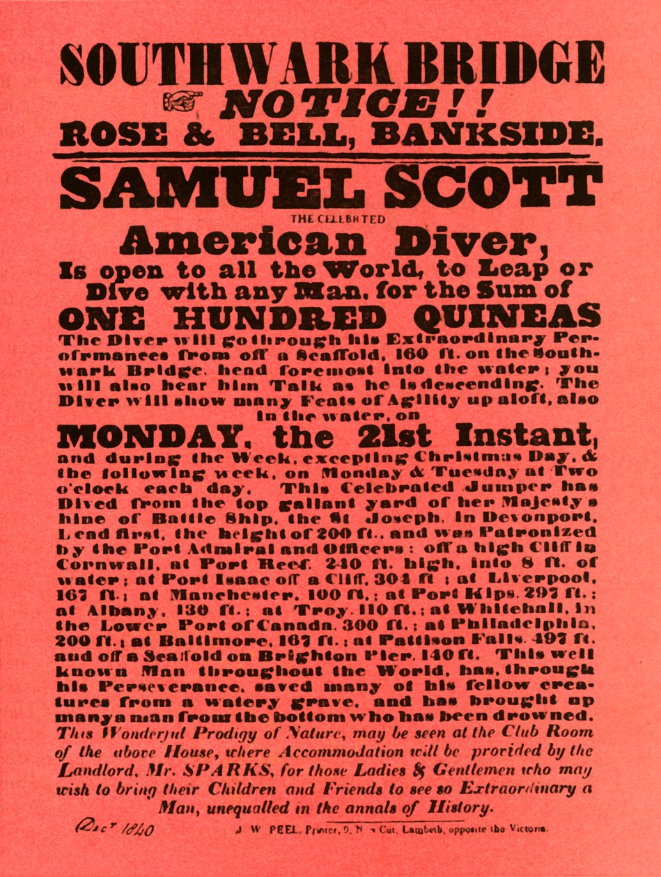 Reklama pokazów kaskaderskich Samuela Scotta, 1840, 1948. autorstwa Unbekannt