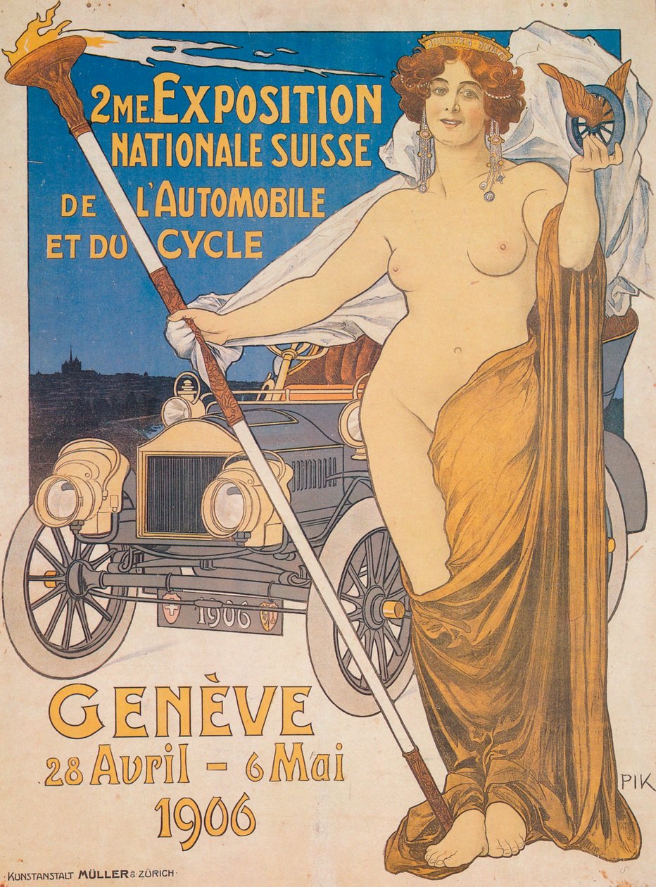 Reklama drugiej szwajcarskiej narodowej wystawy samochodów i rowerów, Genewa, 1906 autorstwa Unbekannt