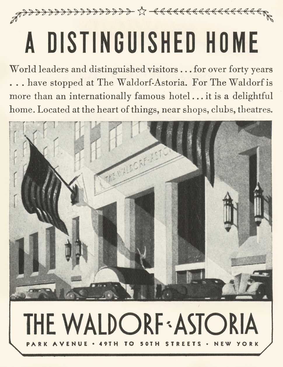 Reklama hotelu Waldorf-Astoria w Nowym Jorku, 1934. autorstwa Unbekannt