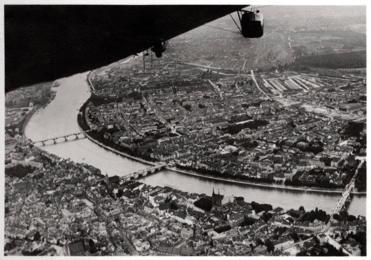 Widok z lotu ptaka na Bazyleę, Szwajcaria, z Zeppelina, 1928 1933 autorstwa Unbekannt