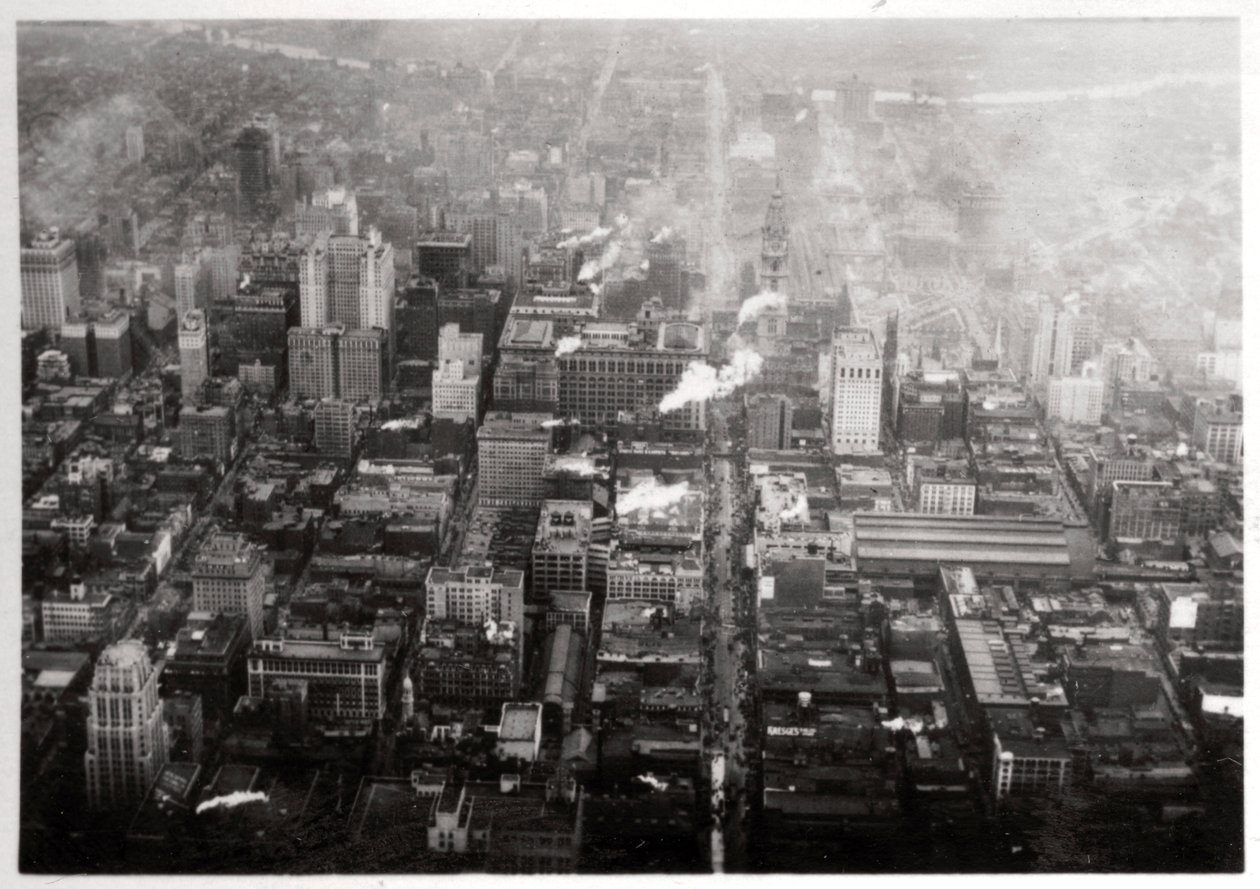 Widok z lotu ptaka na Filadelfię, Pensylwania, USA, z Zeppelina, 1928 1933 autorstwa Unbekannt
