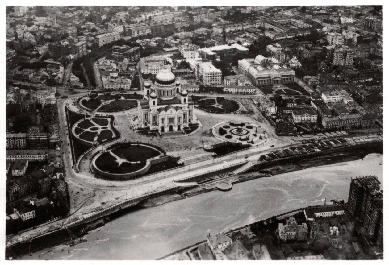 Widok z lotu ptaka na katedrę Chrystusa Zbawiciela, Moskwa, ZSRR, z Zeppelina, 1930 1933 autorstwa Unbekannt