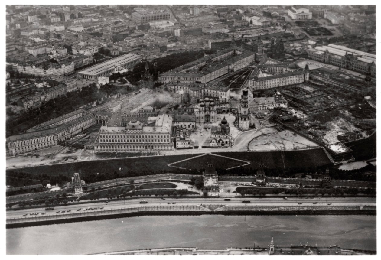 Widok z lotu ptaka na Kreml, Moskwa, ZSRR, z Zeppelina, 1930 1933 autorstwa Unbekannt