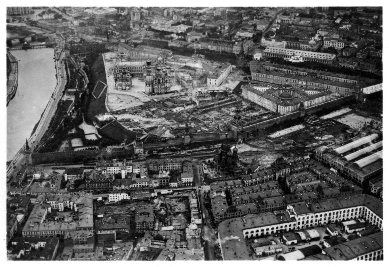 Widok z lotu ptaka na Kreml, Moskwa, ZSRR, z Zeppelina, 1930 1933 autorstwa Unbekannt