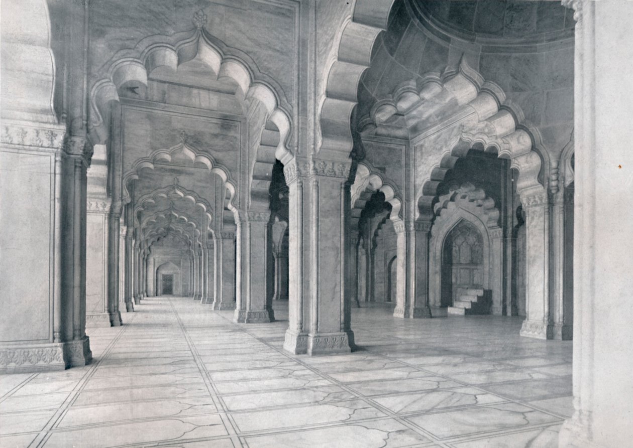Agra. Wnętrze Moti Musjid. Meczet Perłowy, ok. 1910. autorstwa Unbekannt
