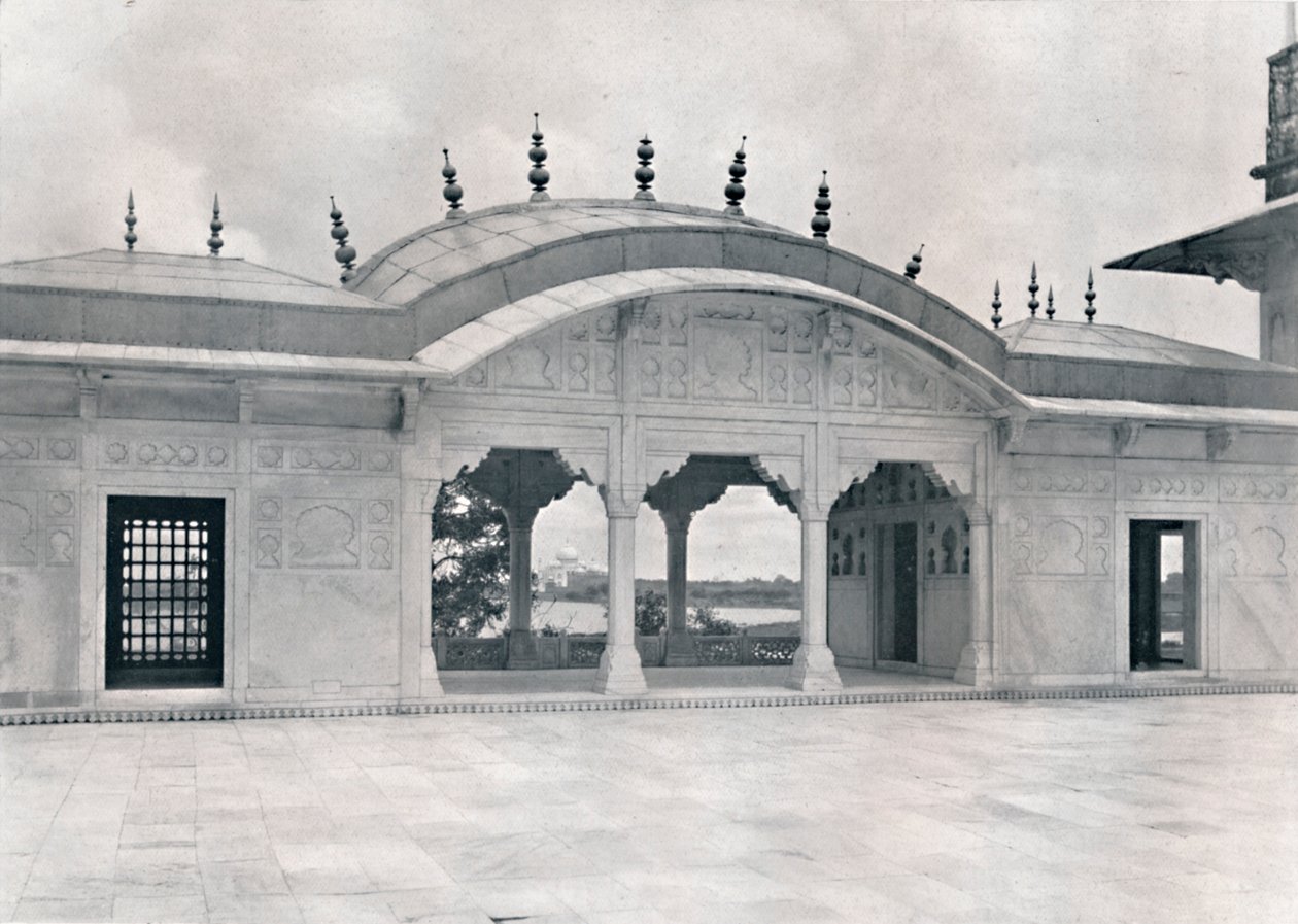 Agra. Khas Mahal pokazujący Taj, c1910. autorstwa Unbekannt