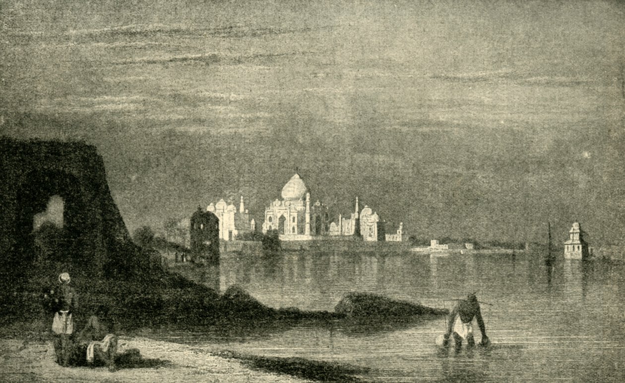 Agra i Taj Mahal z rzeki Jumna, lata 20. XIX wieku, 1901. autorstwa Unbekannt