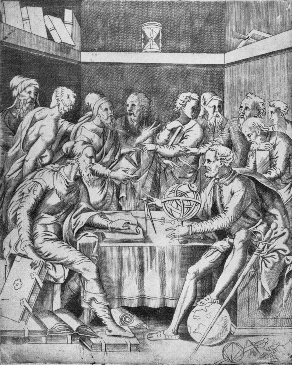 Agryppa uczy swoich uczniów matematycznie, 1553, 1936 autorstwa Unbekannt