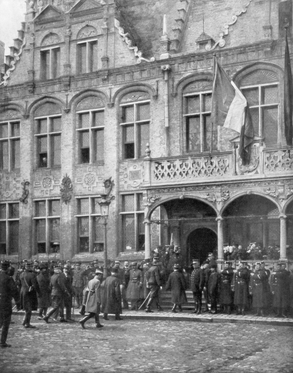 Albert I z Belgii i prezydent Francji Poincare spotykają się w Veurne, Belgia, 1 listopada 1914. autorstwa Unbekannt