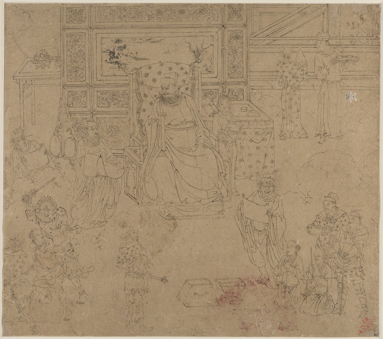 Album tematów taoistycznych i buddyjskich: Kings of Hells: Leaf 34, 1200s. autorstwa Unbekannt