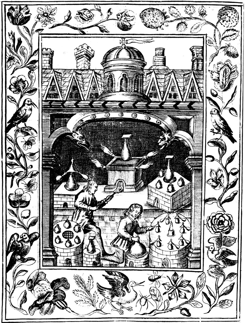 Laboratorium alchemiczne przedstawiające różne formy pieca i naczyń, 1652 autorstwa Unbekannt