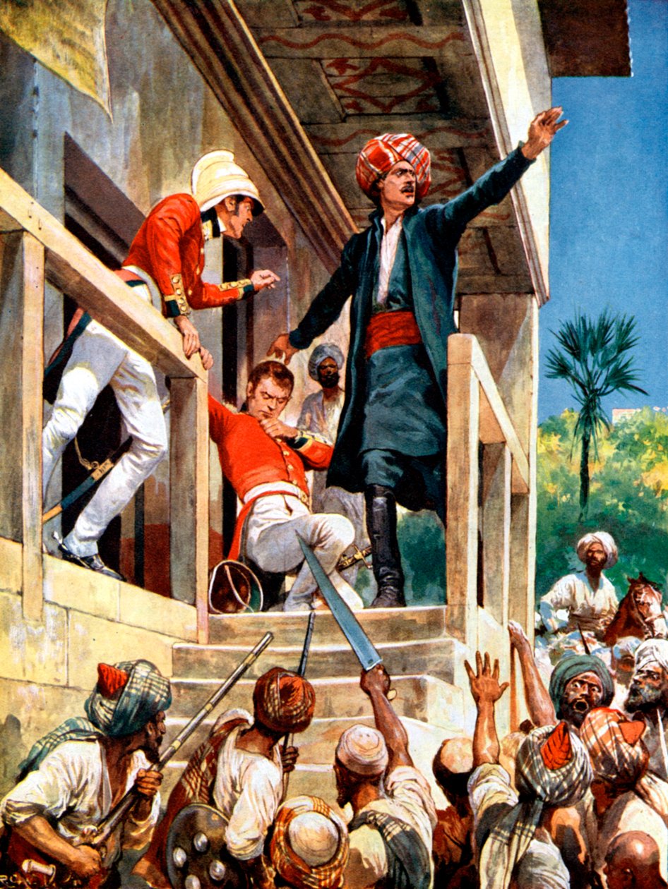 Alexander Burnes, szkocki dyplomata zamordowany przez Afgańczyków podczas I wojny anglo-afgańskiej, 1841 autorstwa Unbekannt