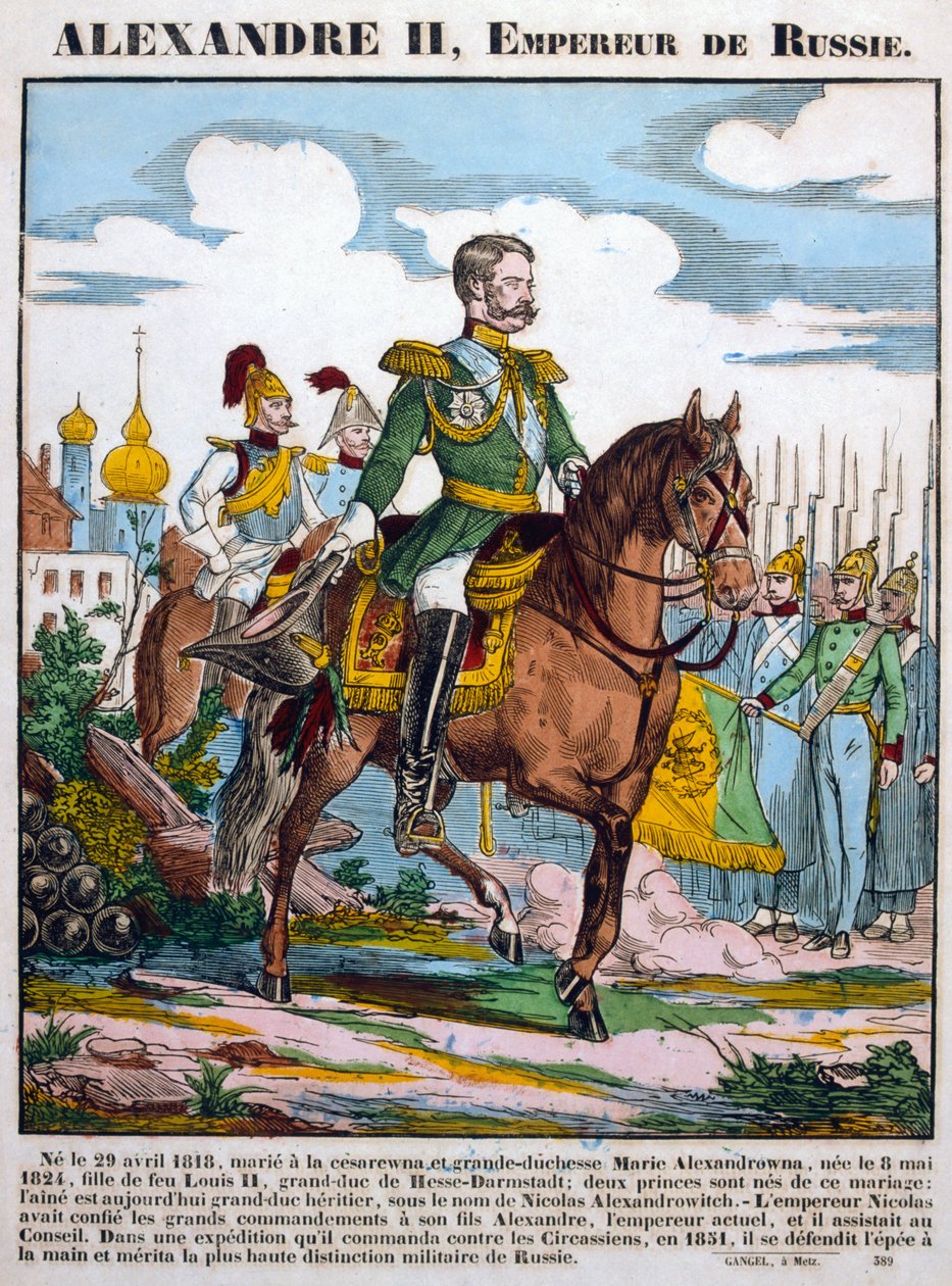 Aleksander II, car Rosji, przegląd wojsk, ok. 1855 autorstwa Unbekannt