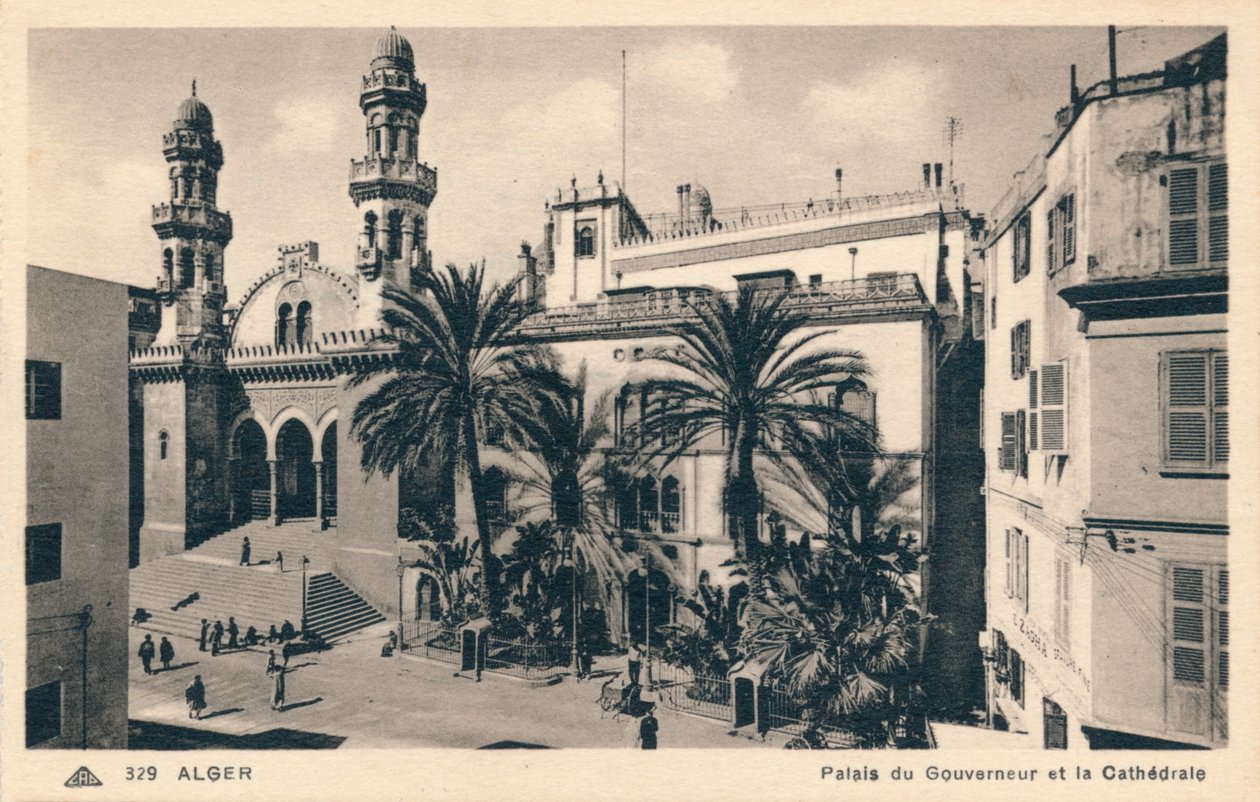 Algier - Pałac i Katedra Gubernatora, ok. 1900 autorstwa Unbekannt
