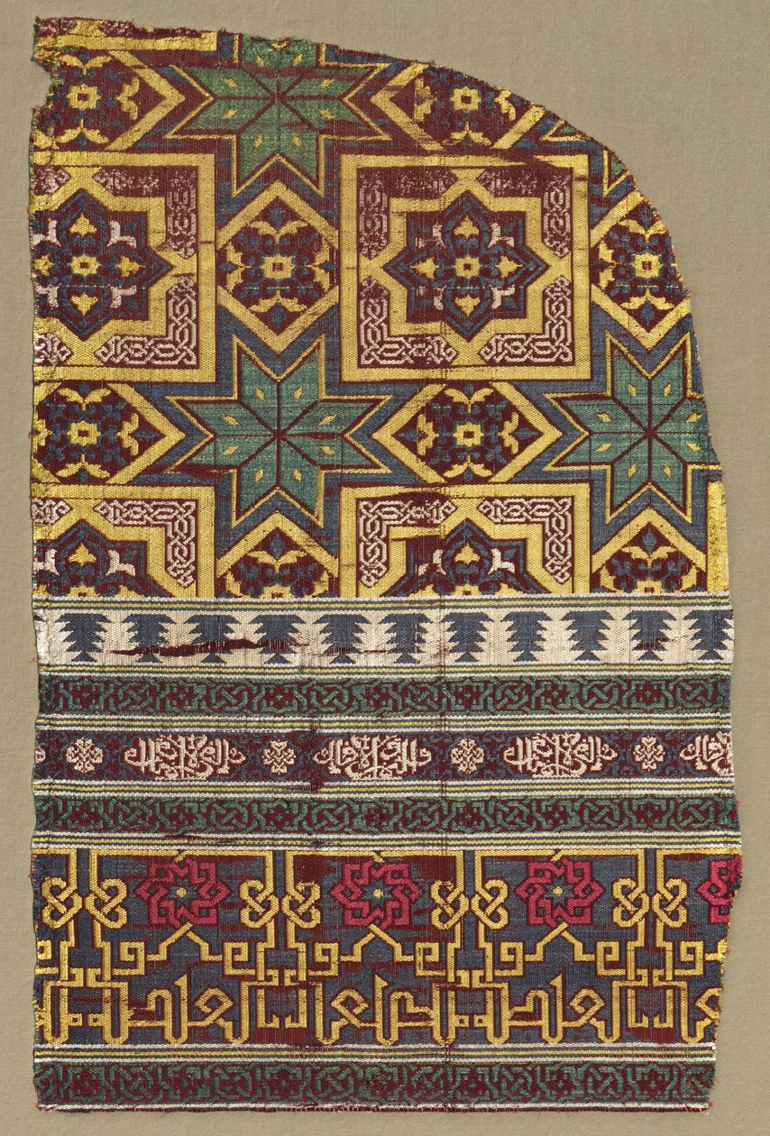 Alhambra wiszący fragment ze zdobionymi paskami, 1300s. autorstwa Unbekannt