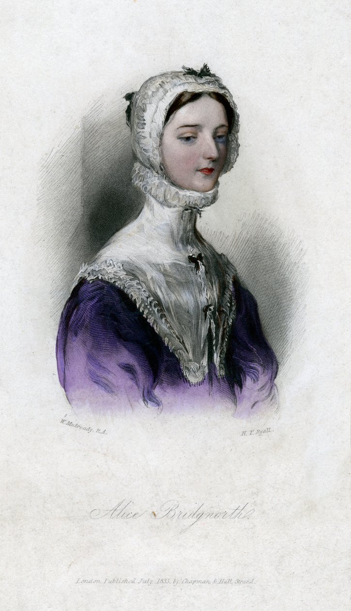 Alice Bridgenorth, postać z powieści Waltera Scotta Peveril of the Peak, 1833 autorstwa Unbekannt