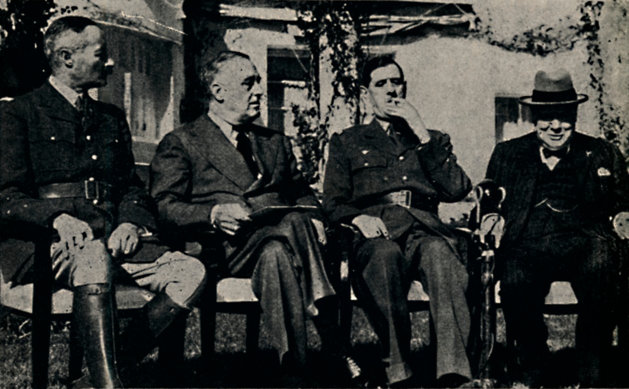 Konferencja aliantów w Casablance we francuskim Maroku, styczeń 1943, 1945. autorstwa Unbekannt