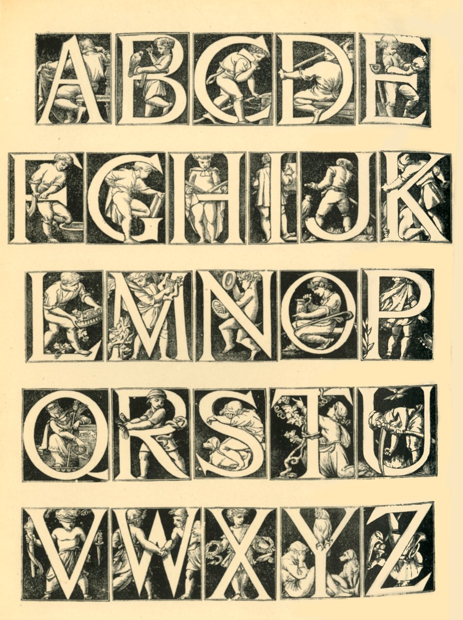 Projekt alfabetu do płytek, 1864, 1881. autorstwa Unbekannt