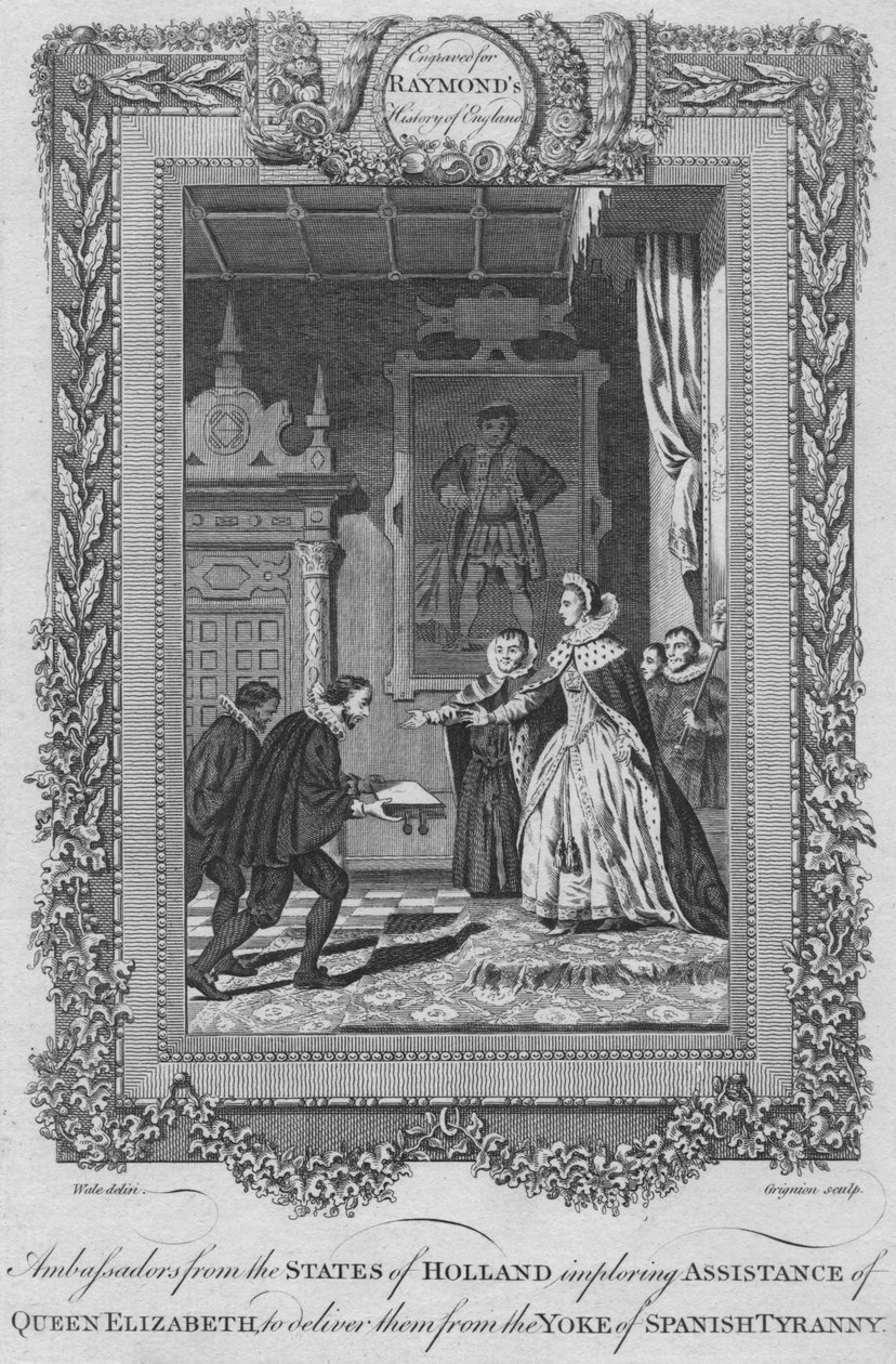 Ambasadorzy Stanów Holandii błagają o pomoc królową Elżbietę, ok. 1787 r. autorstwa Unbekannt