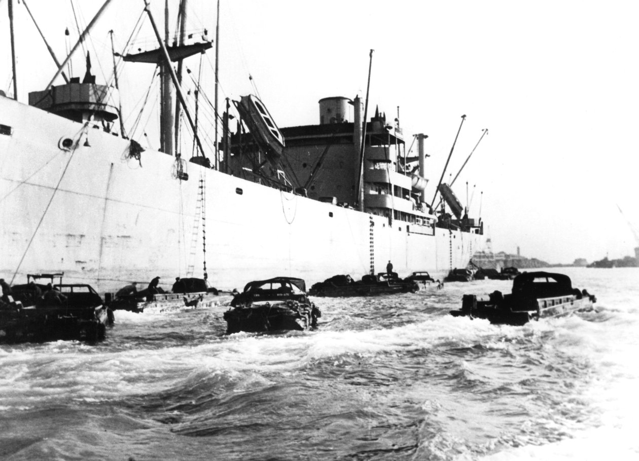 Amerykańskie pojazdy amfibie, Le Havre, Francja, 1944 autorstwa Unbekannt