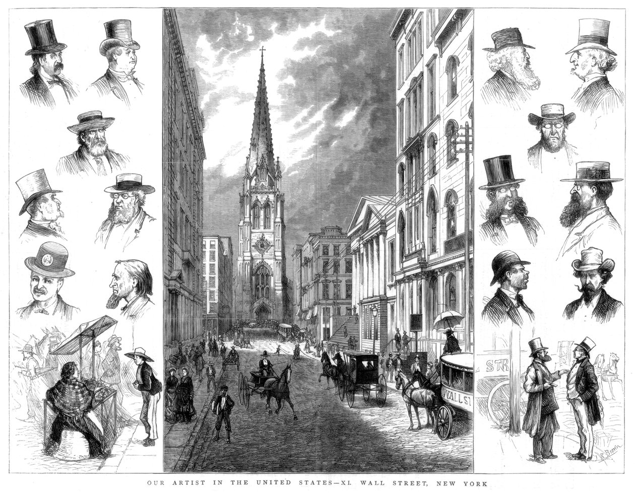 Amerykańscy biznesmeni i Wall Street, Nowy Jork, USA, 1877 r. autorstwa Unbekannt