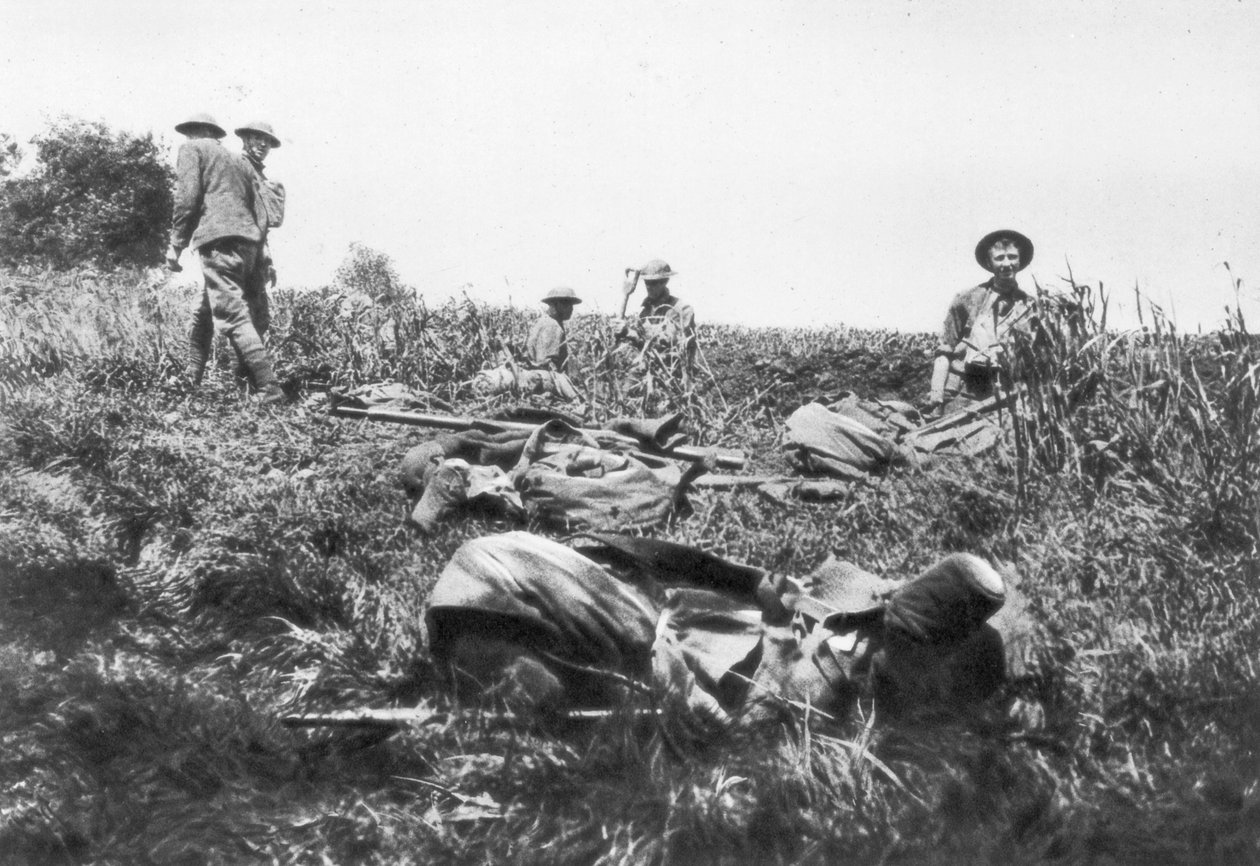 Amerykańscy marines kopiący okopy, Lucy-le-Bocage, Francja, 1 czerwca 1918 autorstwa Unbekannt