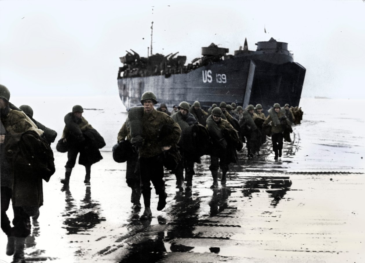 Wojska amerykańskie wysiadają na piaski Normandii, 1944 r. autorstwa Unbekannt
