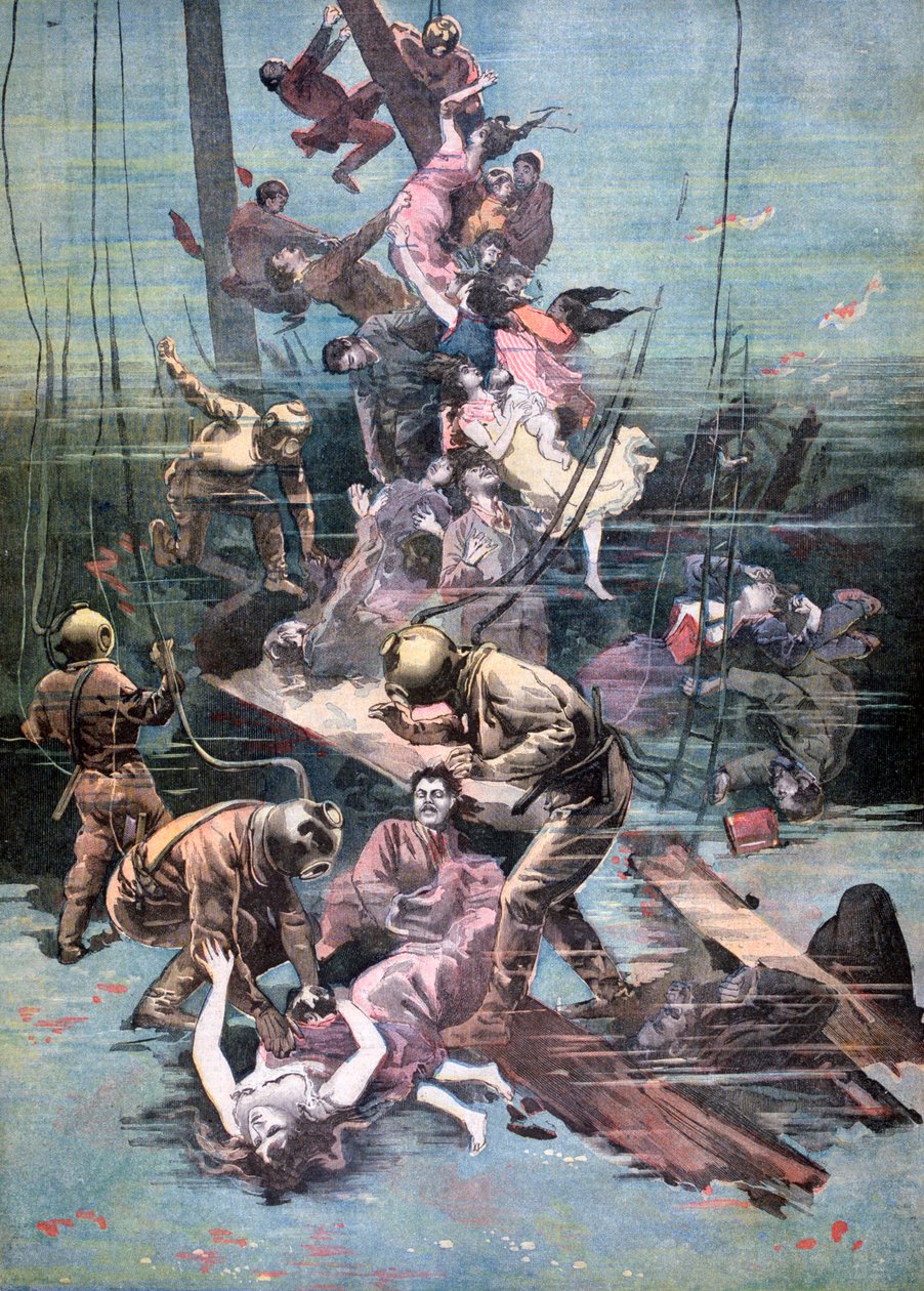 Wypadek w Santander, Nurkowie szukający ciał ofiar, 1893 autorstwa Unbekannt