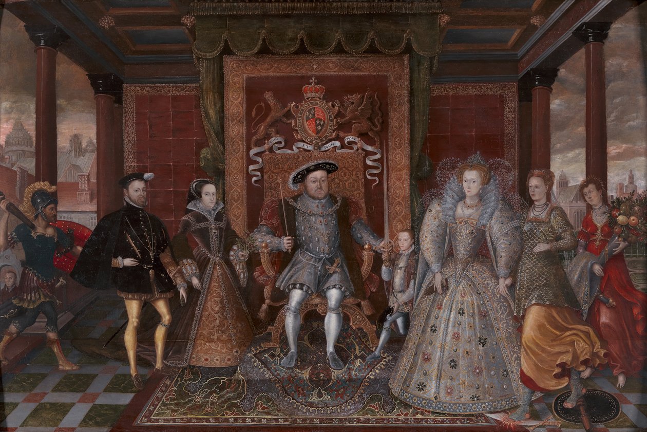 Alegoria sukcesji Tudorów: Rodzina Henryka VIII, ca. 1590. autorstwa Unbekannt