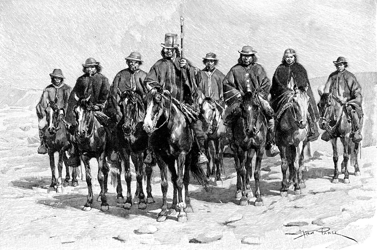 Araukański wódz Mapuche i jego sztab, ChileArgentyna, 1895 autorstwa Unbekannt
