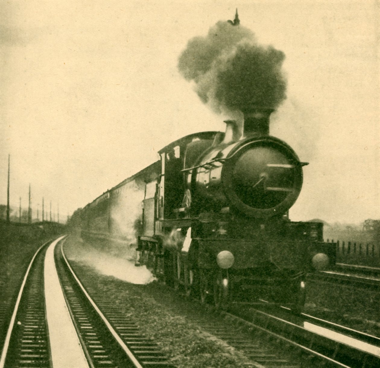 Lokomotywa klasy Star zbierająca wodę z prędkością, Goring, Great Western Railway, 1930. autorstwa Unbekannt