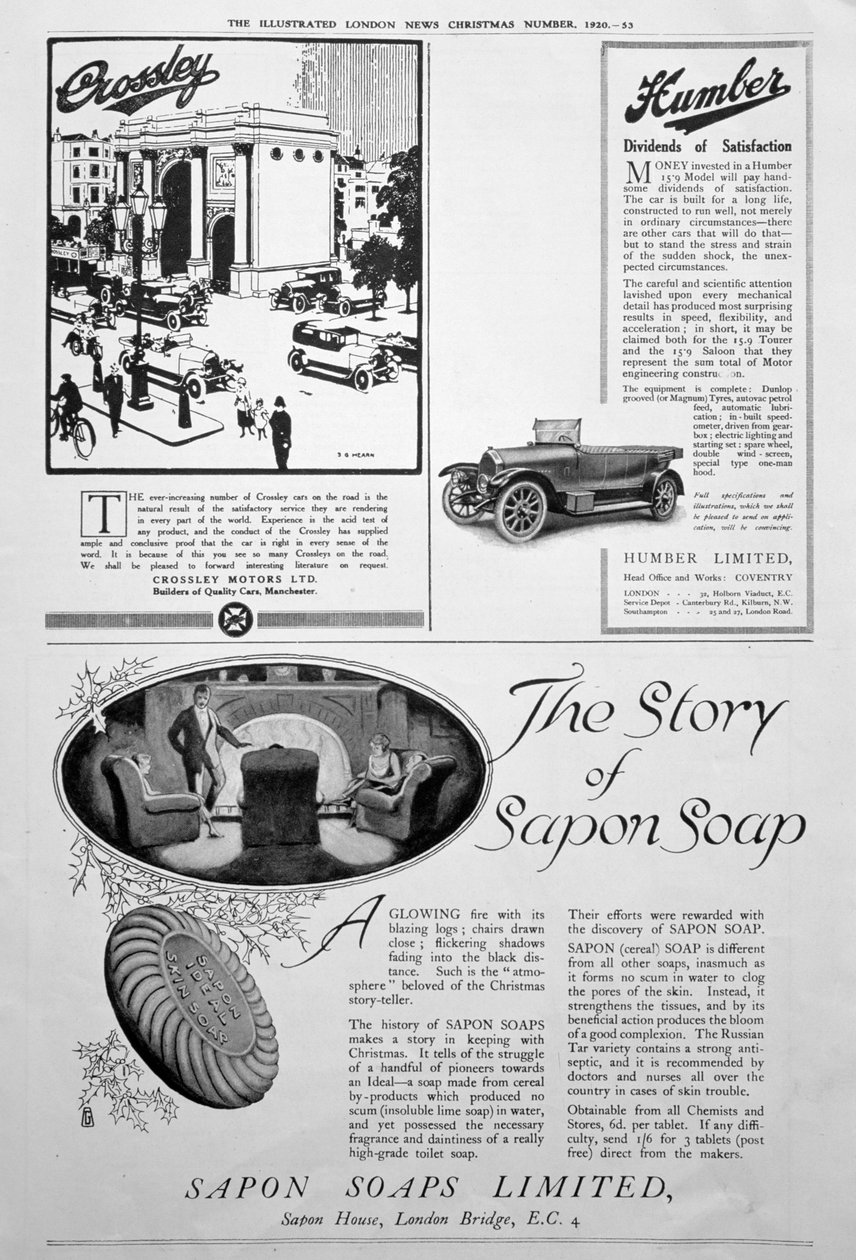 Strona reklamowa w Illustrated London News, numer świąteczny, 1920 autorstwa Unbekannt