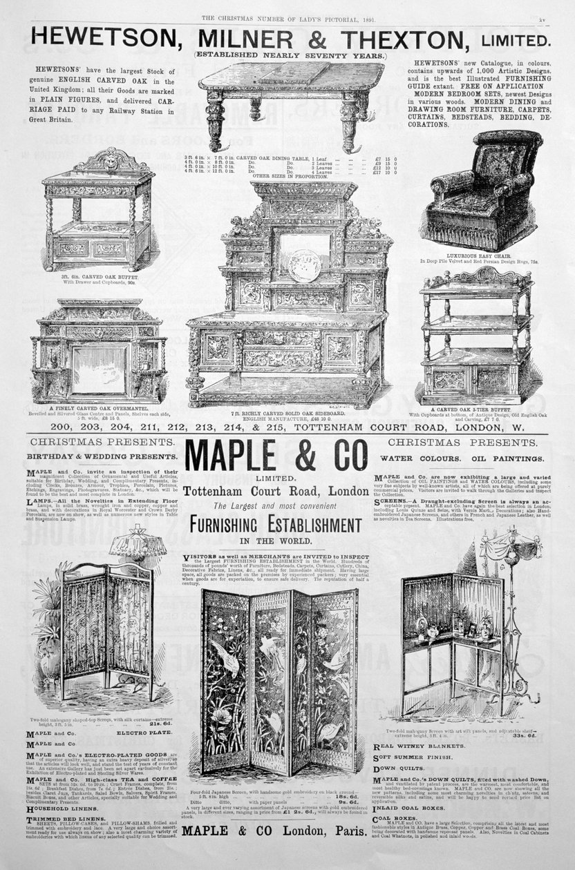 Strona reklamowa w magazynie Ladys Pictorial z Bożego Narodzenia 1891 r. autorstwa Unbekannt