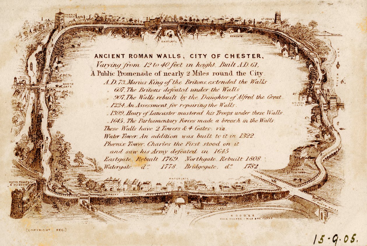 Starożytne rzymskie mury, miasto Chester, 1905 autorstwa Unbekannt