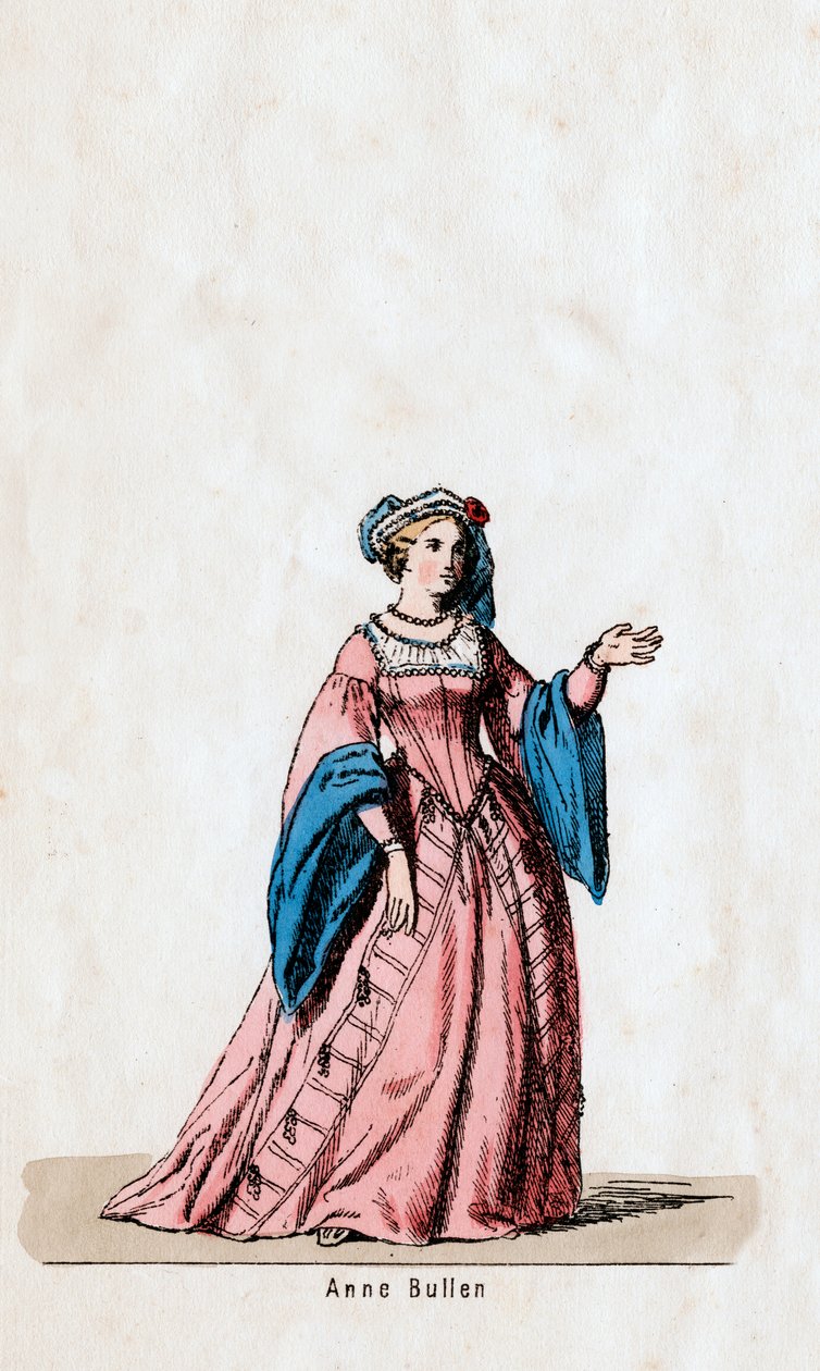 Anne Boleyn, projekt kostiumu do sztuki Szekspira, Henryk VIII, XIX w. autorstwa Unbekannt