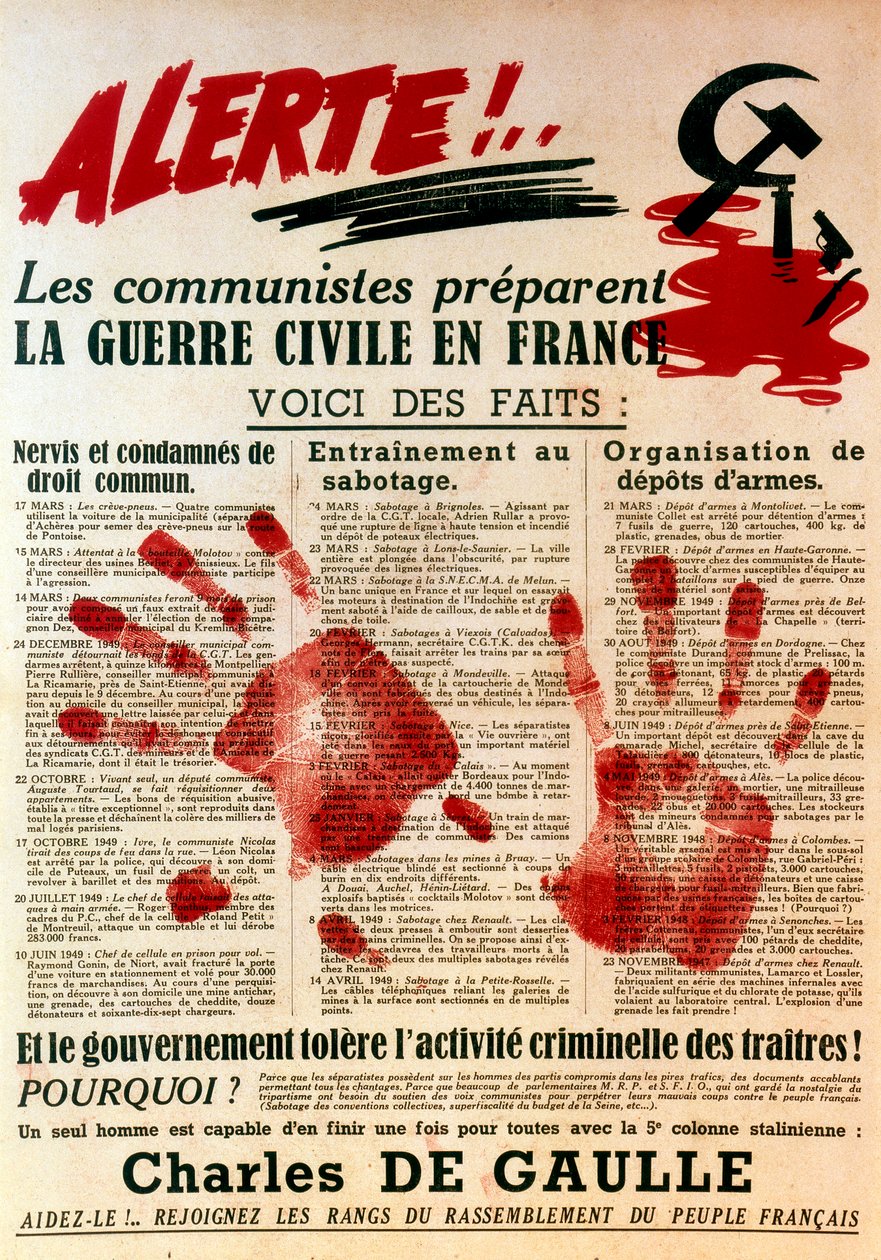 Plakat antykomunistyczny progaullistowski, 1949 autorstwa Unbekannt
