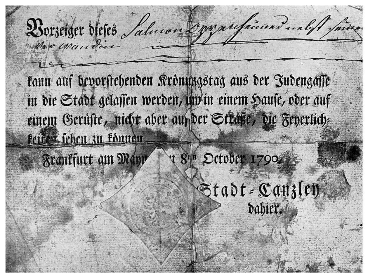 Antysemityzm: przepustka wydawana Żydom we Frankfurcie, 1790 1956 autorstwa Unbekannt