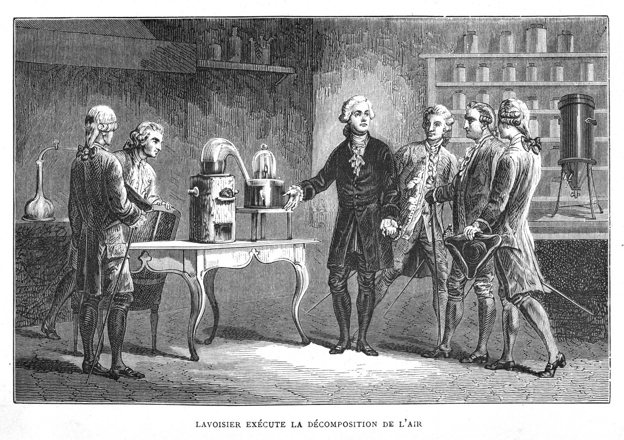 Antoine Laurent Lavoisier, francuski chemik, demonstruje swoje odkrycie tlenu, 1776 1874 autorstwa Unbekannt
