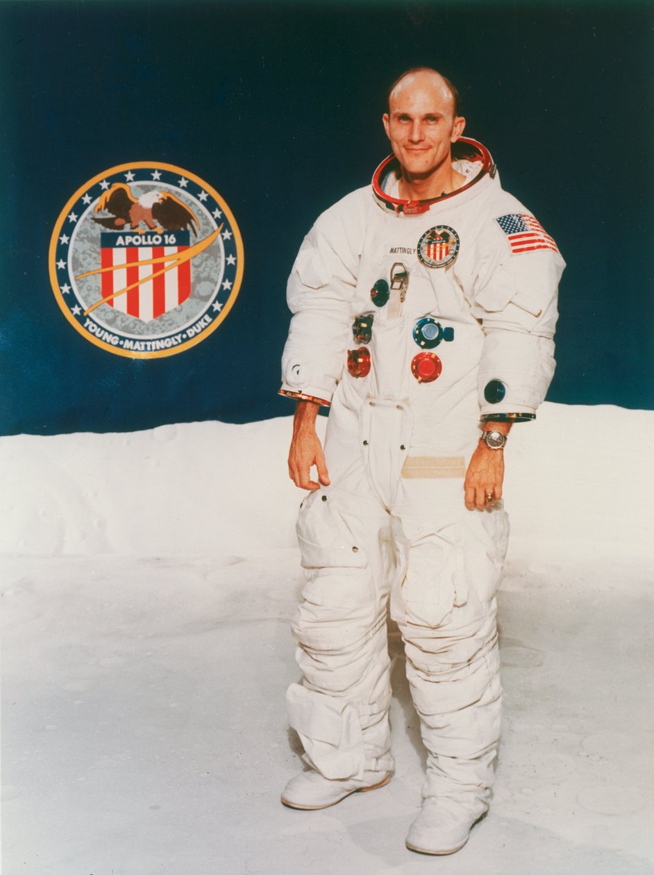 Astronauta Apollo 16 Thomas Mattingly w skafandrze, 1971 autorstwa Unbekannt
