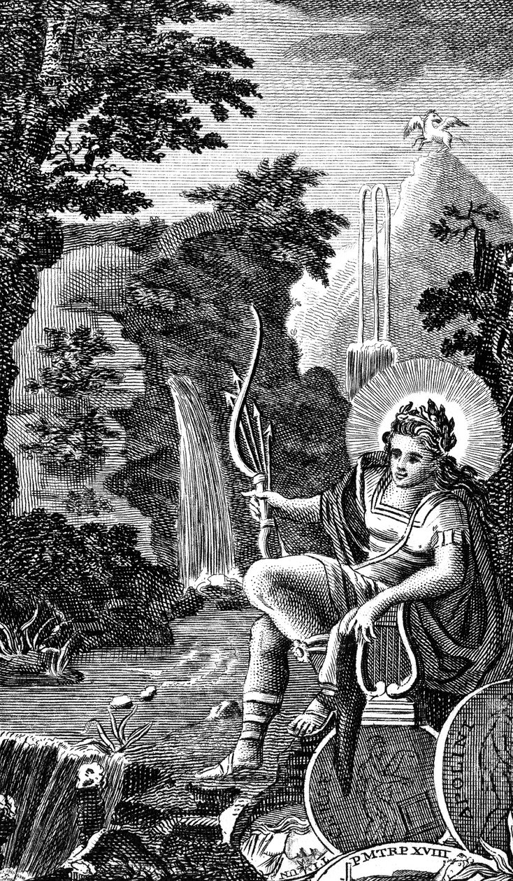 Apollo, starożytny grecki bóg muzyki, poezji, łucznictwa, proroctwa i uzdrawiania, 1798 autorstwa Unbekannt
