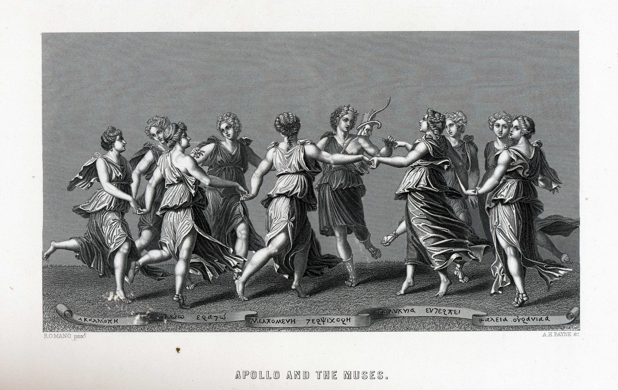 Apollo i muzy według Giulio Romano, 1882 autorstwa Unbekannt