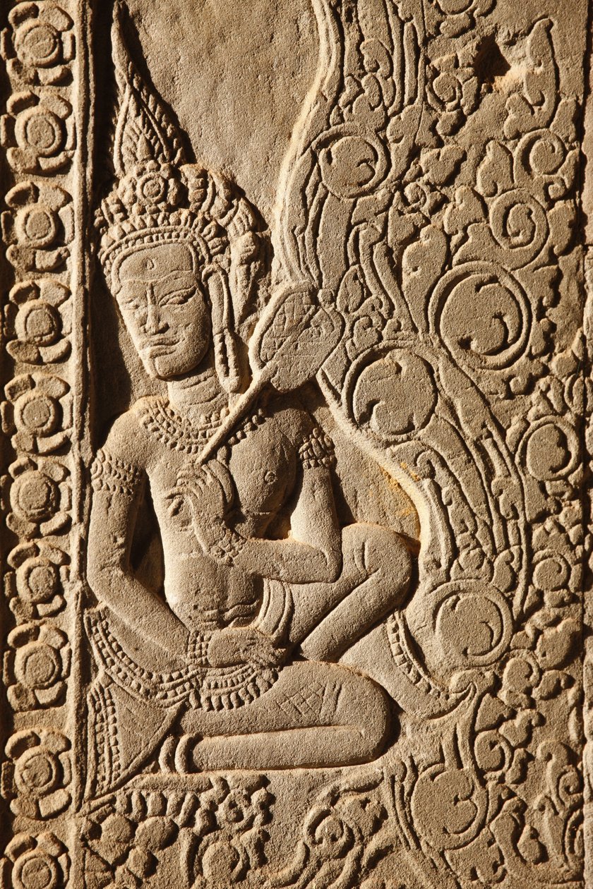 Rzeźba tancerza Apsara w Angkor Wat, Siem Reap, Kambodża autorstwa Unbekannt